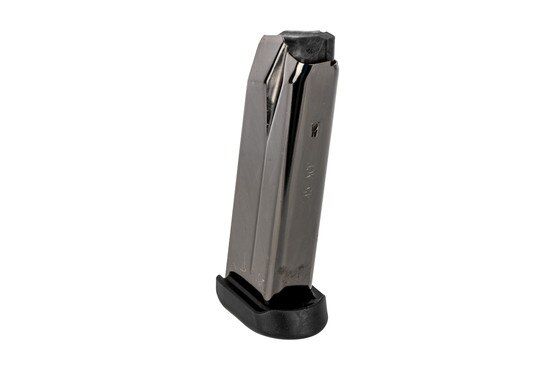 The FN America FNX magazine holds 15 rounds of .45 and features a black base pad